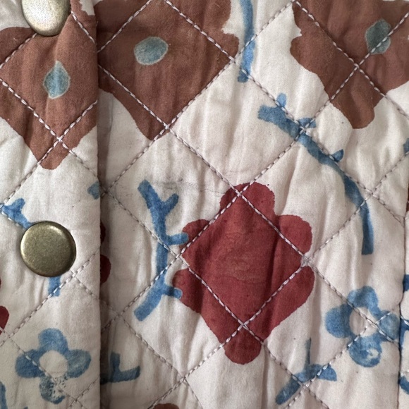 Christy Dawn Floral Quilted Bomber Jacket - Red, Brown, Cream - Picture 5 of 11